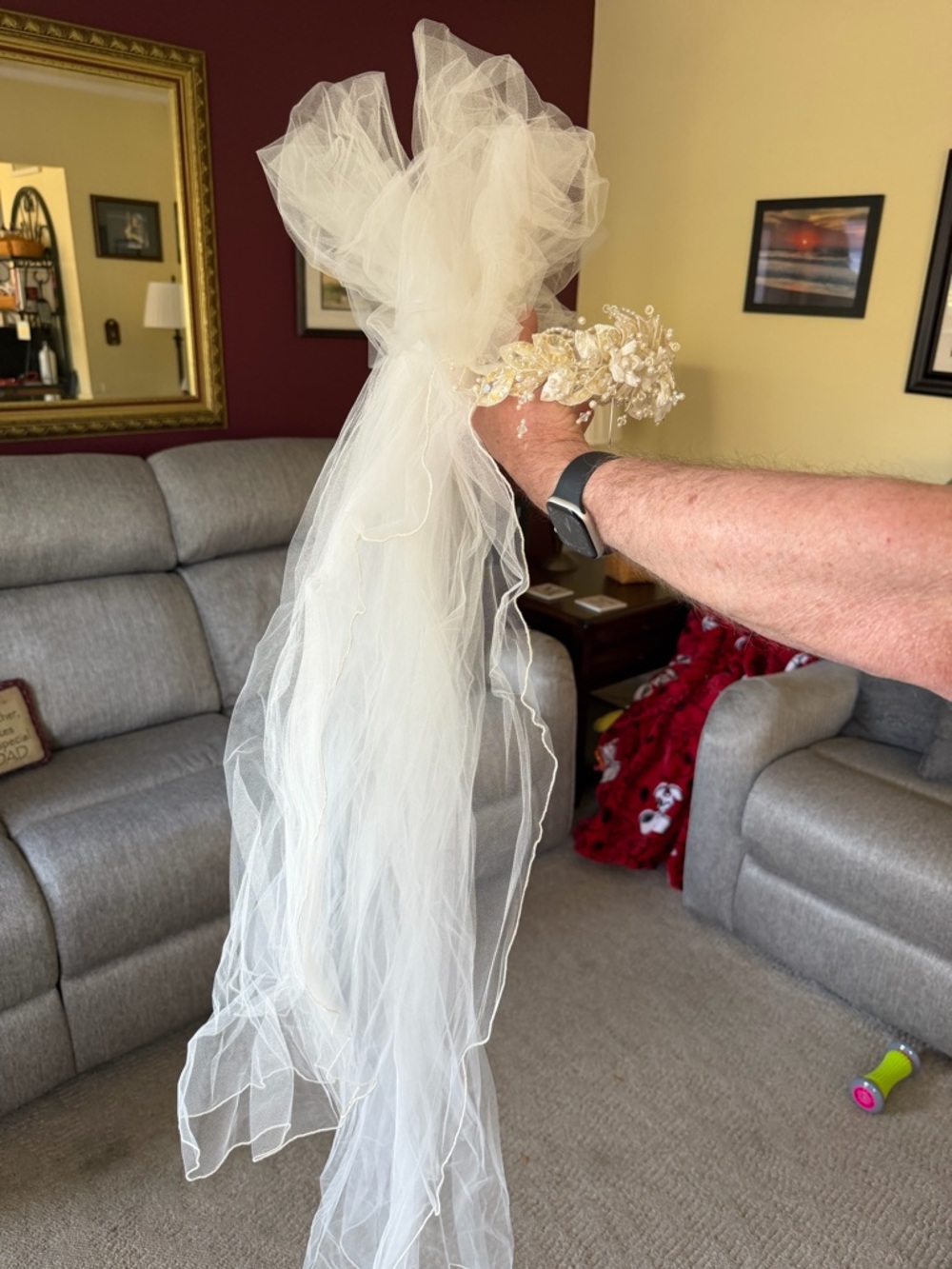 Ivory Bridal Veil with Floral Headpiece